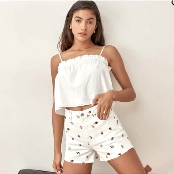 REFORMATION Charlie Fruitloops High Rise Jean Shorts - Picture 2 of 11